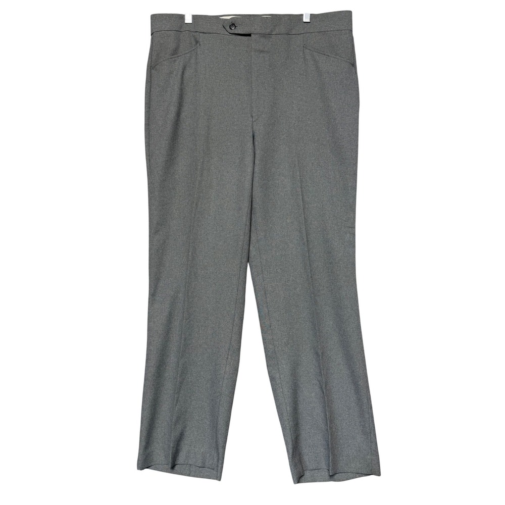 Perma-Prest Mens Vintage Gray‎ Trevira Polyester Regular Fit Dress Slacks 38x29